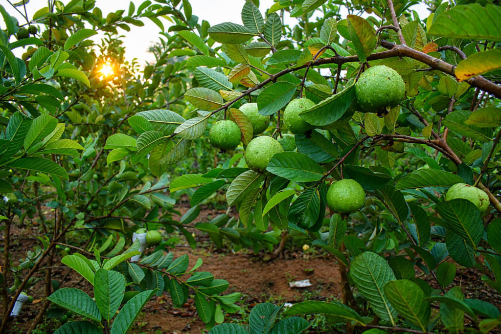 Fresh Green Guava on the Tree